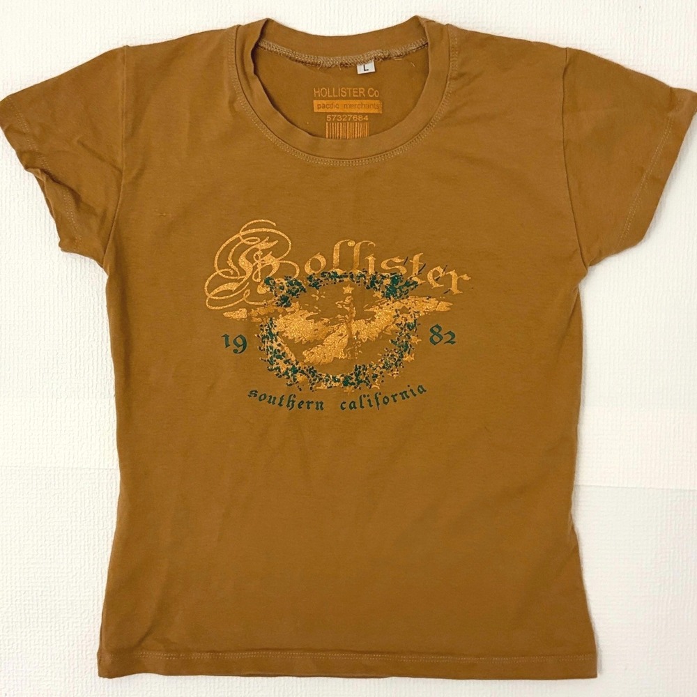 y2k Hollister Co. Graphic Tee Southern California Glitter Baby Tee Large Brown